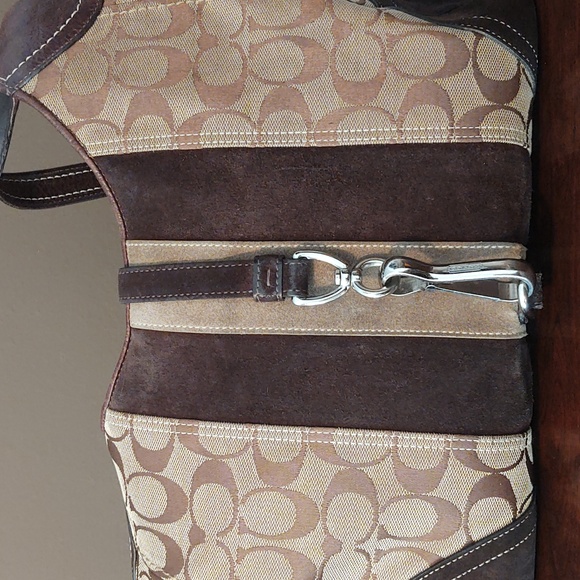 Coach Signature Print Hobo Style Purse - Picture 5 of 16